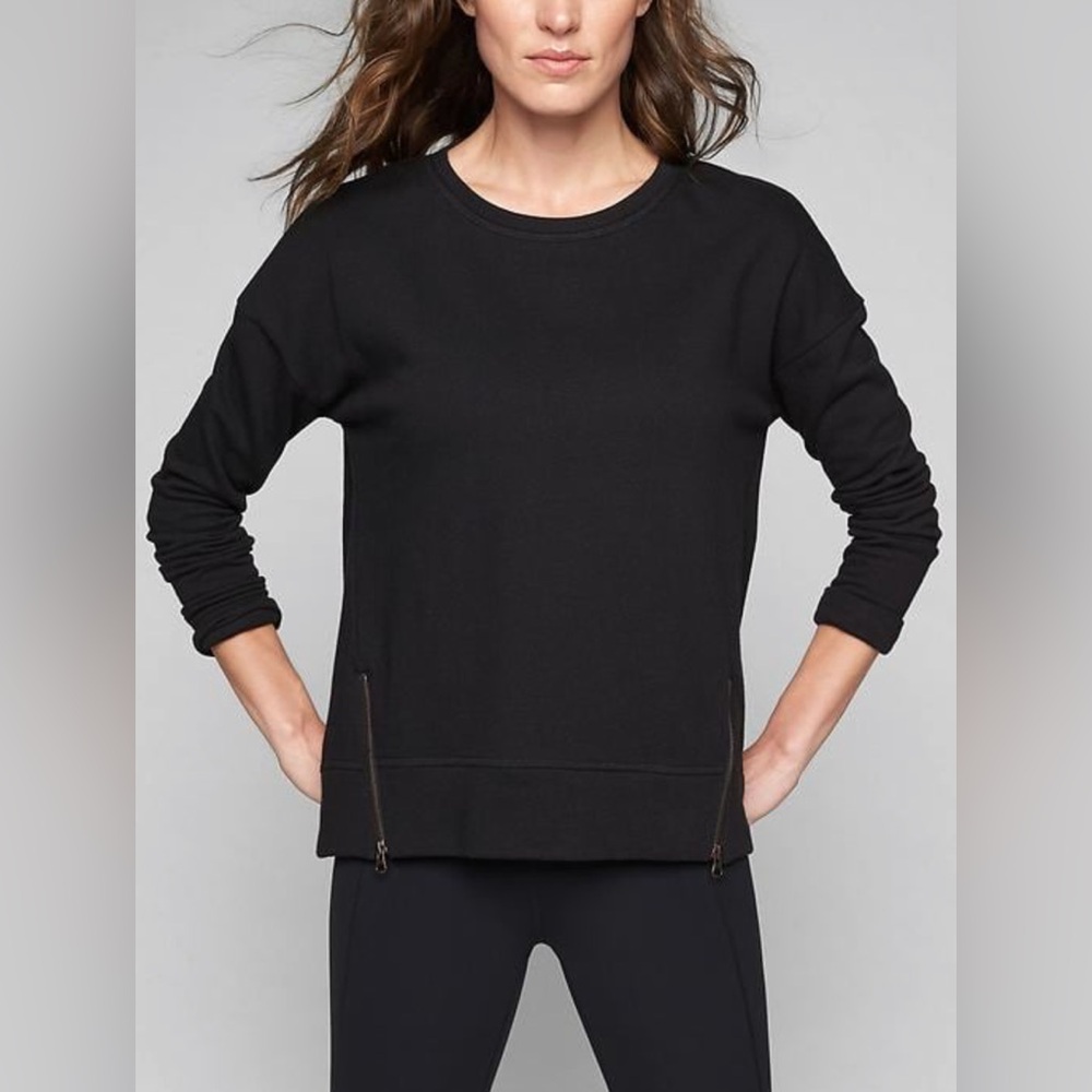 Athleta Black Cityscape Zipper Pullover Sweatshirt Size S